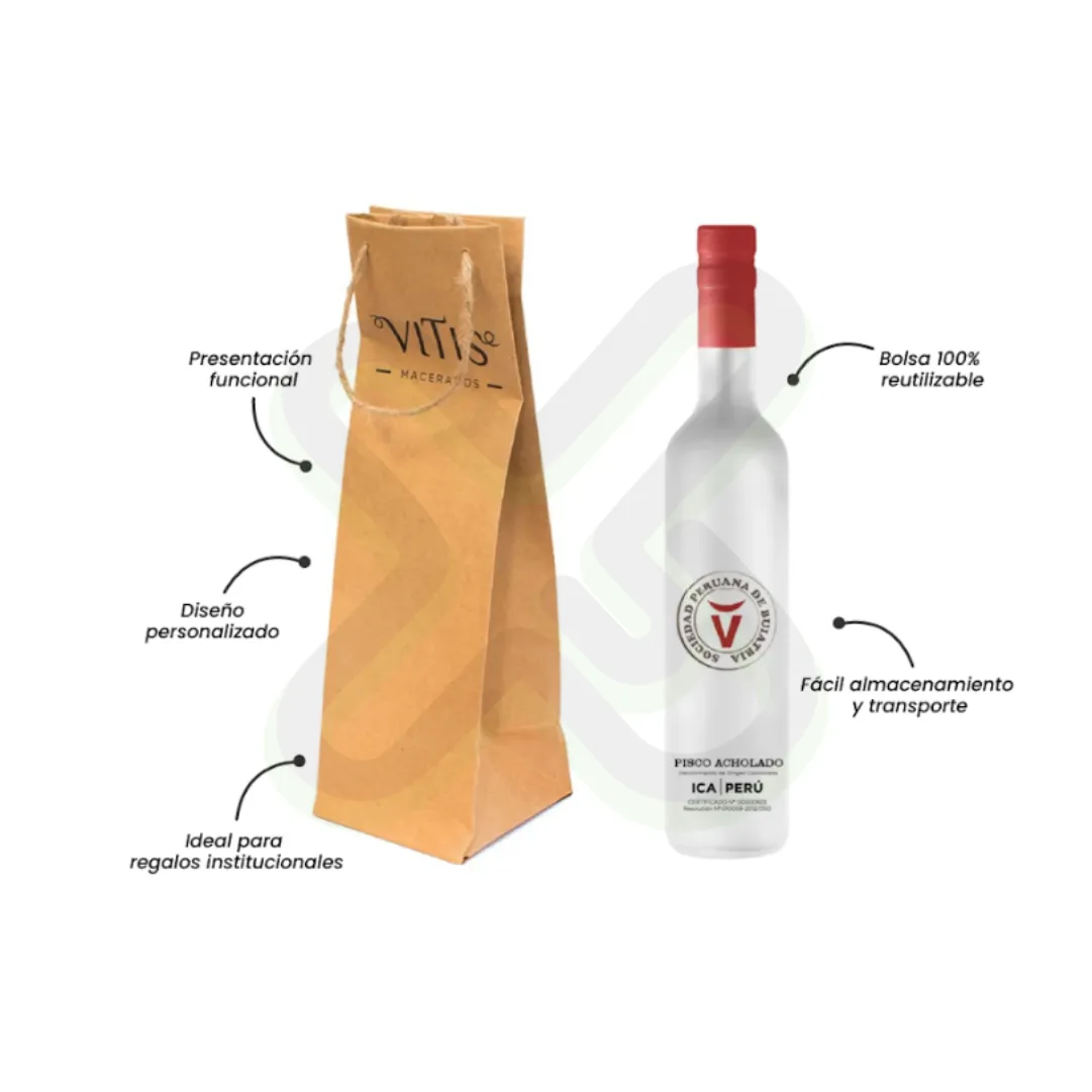 Bolsa Personalizada Con Pisco Personalizado 500Ml personalizado para empresas