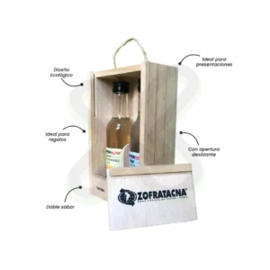 Caja De Madera Con 2 Botellas De Pisco Personalizadas De 330Ml publicitario para empresas