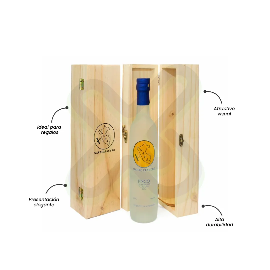 Caja De Madera Con Pisco Personalizado 500Ml personalizado para empresas