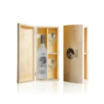 Caja De Madera Con Pisco Personalizado 500Ml Y 3 Copas