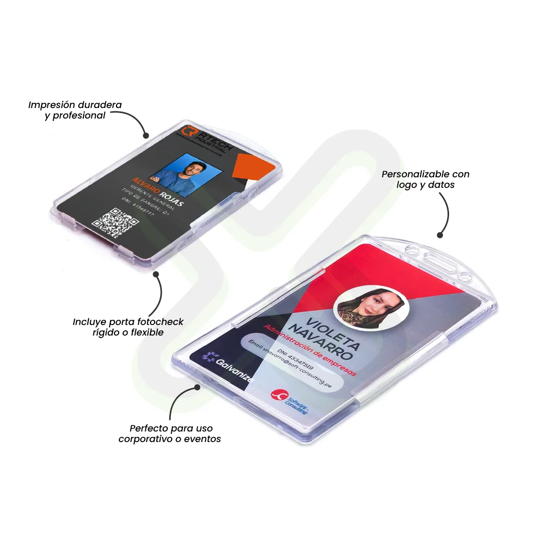 Fotocheck De Pvc Con Porta Fotocheck personalizado con logo