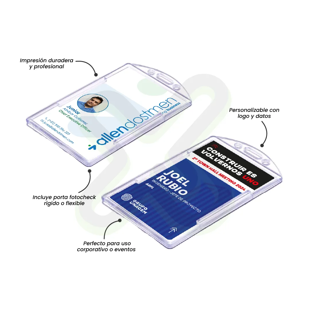 Fotocheck De Pvc Con Porta Fotocheck