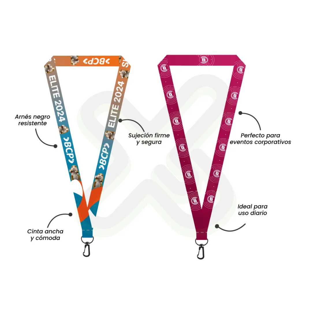 Lanyard Con Arnes Negro 2 5Cm personalizado con logo