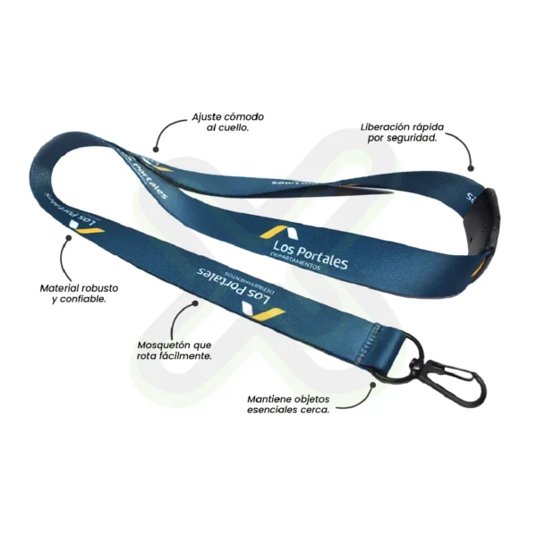 Lanyard Con Arnes Negro Y Break Away 2Cm personalizado para empresas