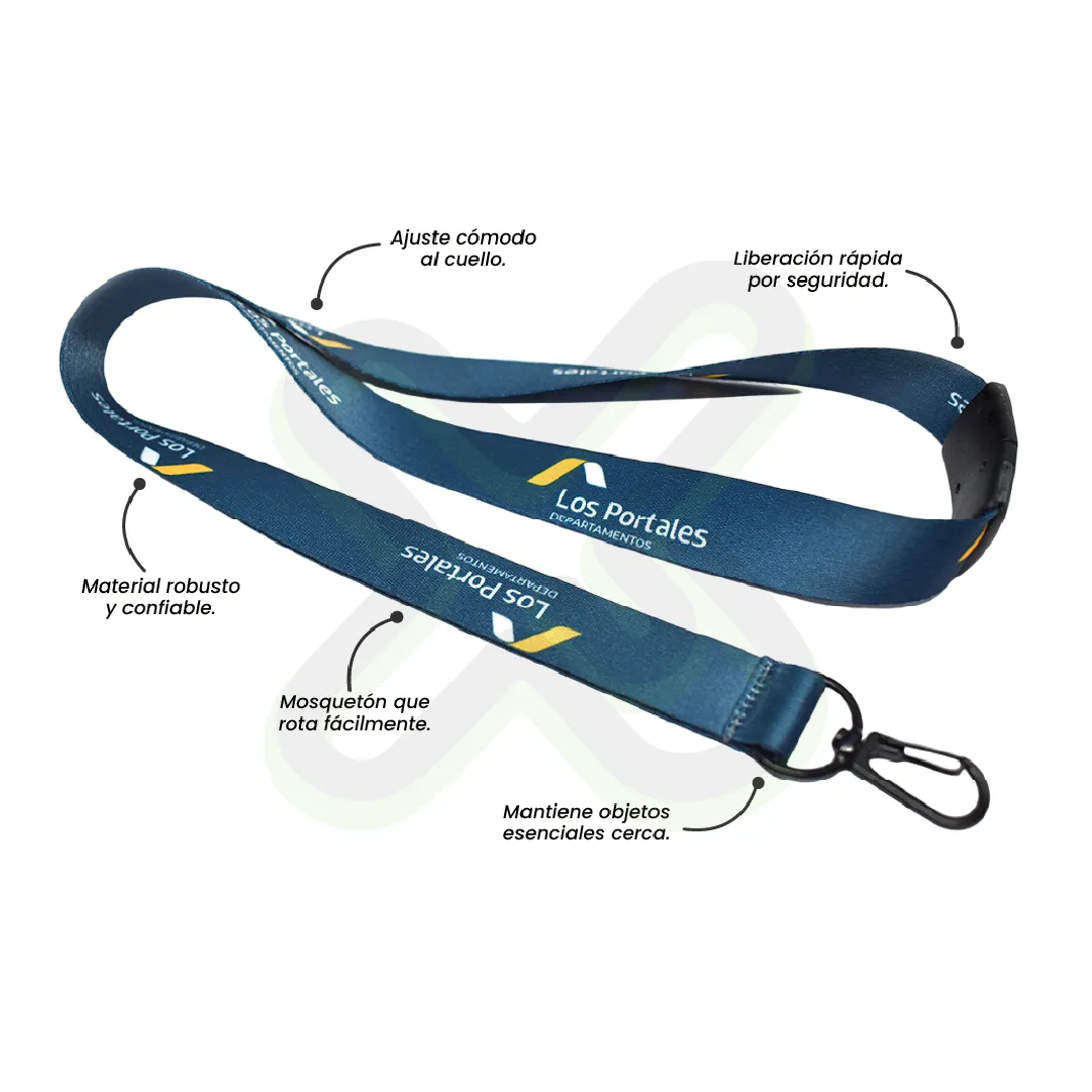 Lanyard Con Arnes Negro Y Break Away 2Cm personalizado para empresas