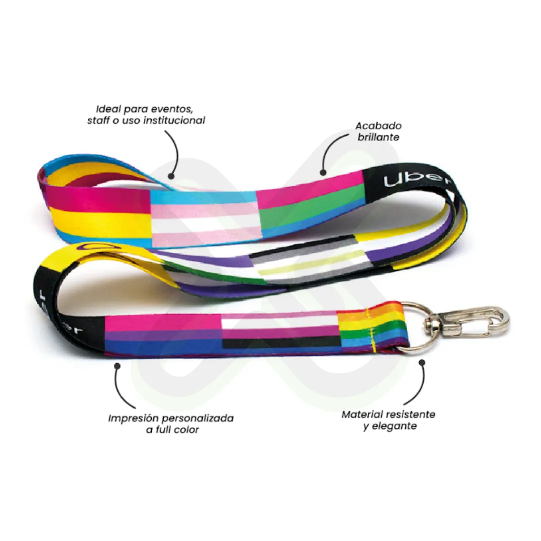 Lanyard Con Arnes Plata 2 5Cm personalizado con logo