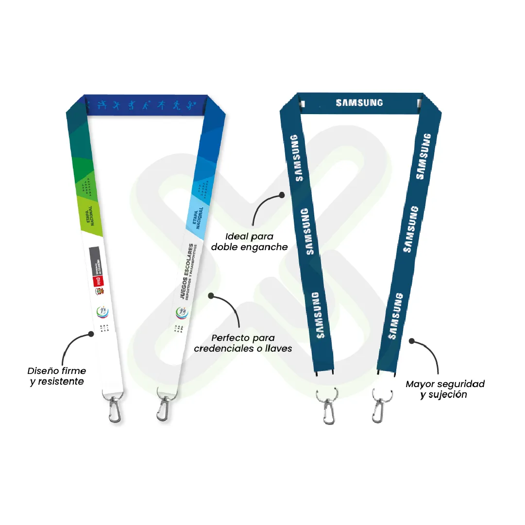 Lanyard Con Arnes Plata Doble 2 5Cm personalizado con logo