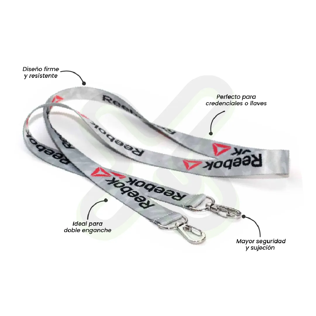 Lanyard Con Arnes Plata Doble 2 5Cm