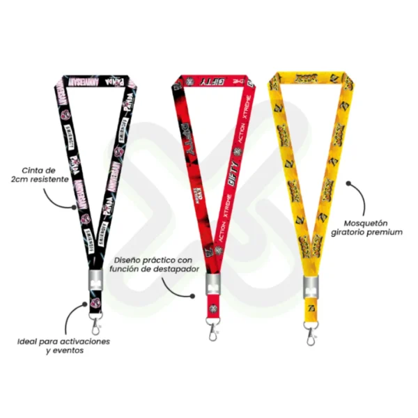 Lanyard Con Destapador Con Mosqueton Giratorio Y Palanca 2Cm personalizado para empresas