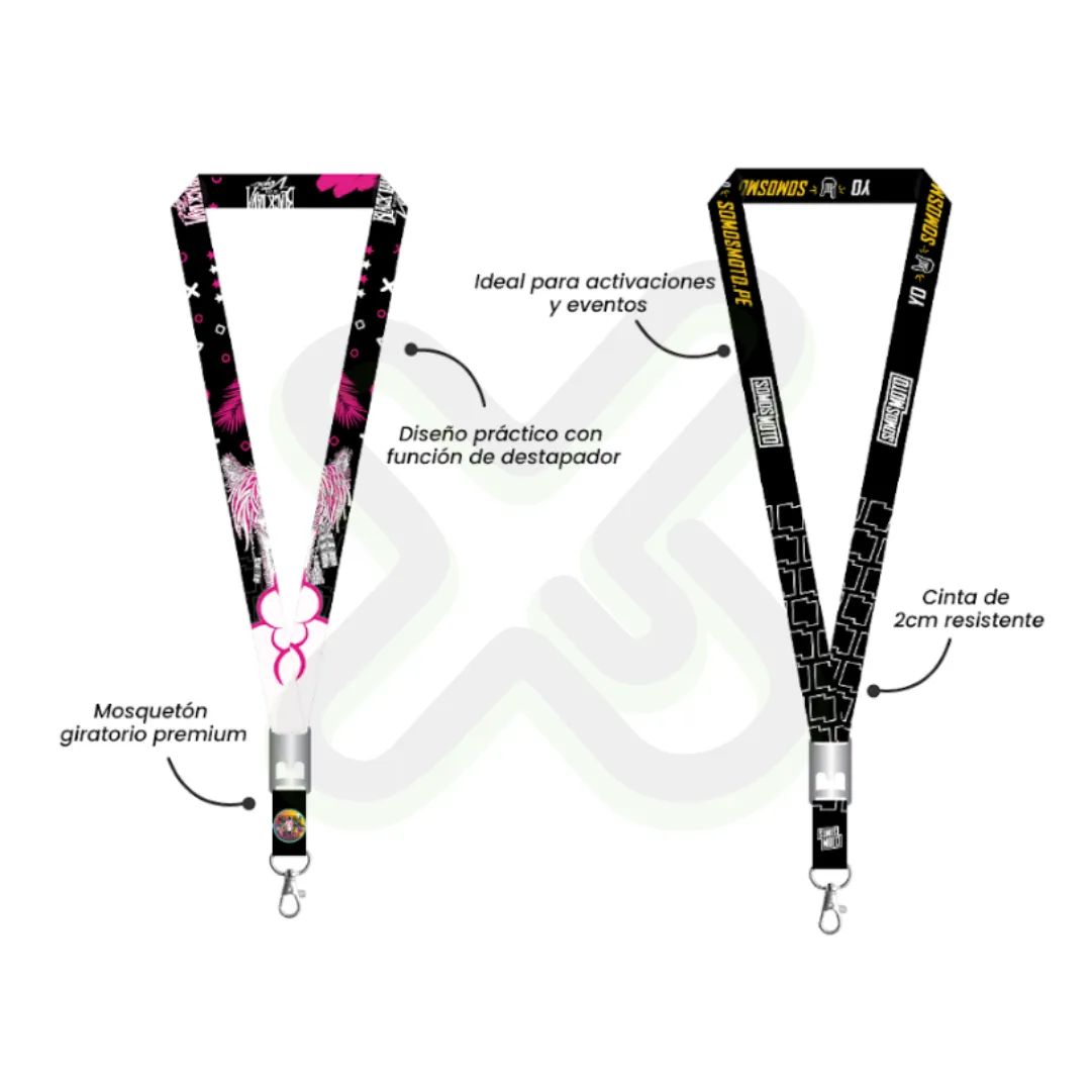 Lanyard Con Destapador Con Mosqueton Giratorio Y Palanca 2Cm personalizado con logo