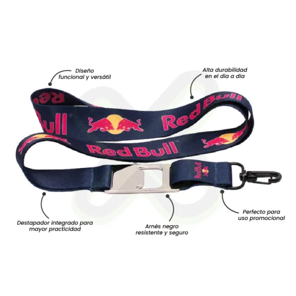 Lanyard Con Destapador Y Arnes Negro 2 5Cm personalizado para empresas