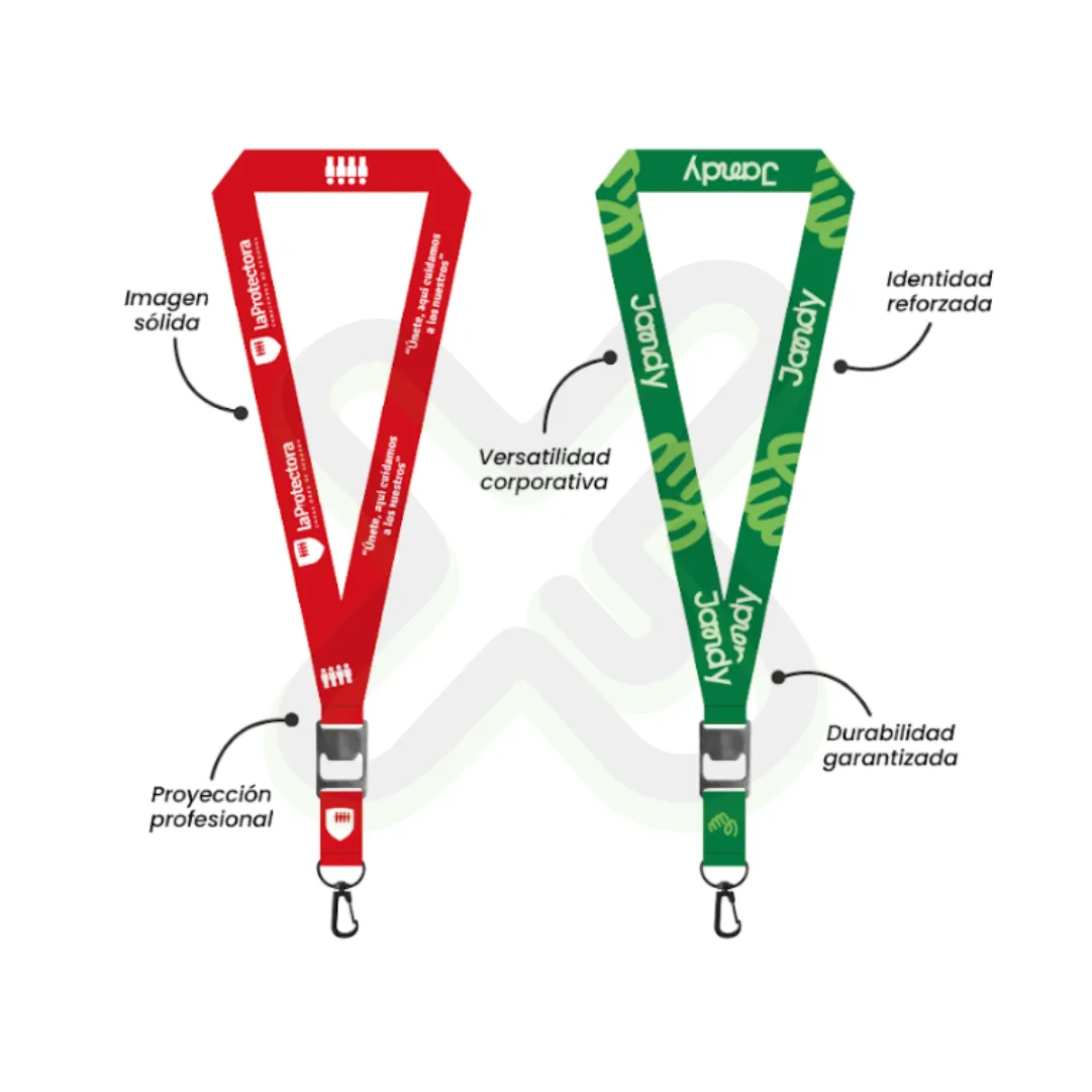 Lanyard Con Destapador Y Arnes Negro 2Cm personalizado con logo
