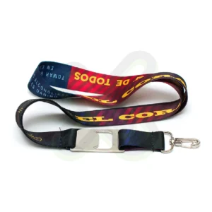 Lanyard Con Destapador Y Arnes Plata 2 5 Cm personalizado para empresas