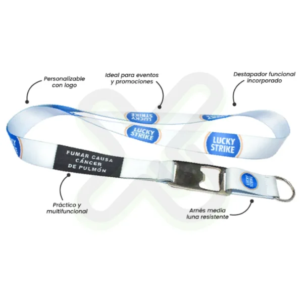 Lanyard Con Destapador Y Media Luna 2Cm personalizado para empresas