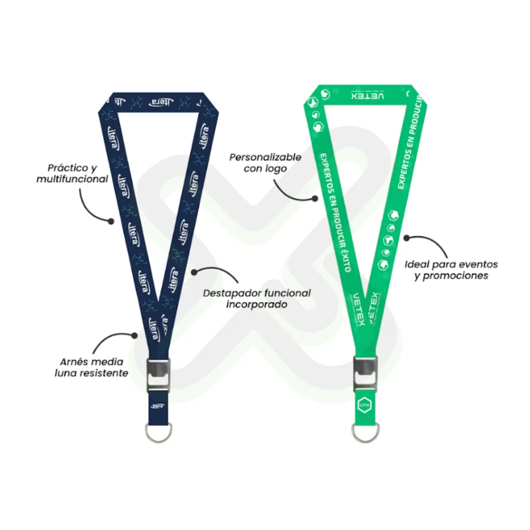 Lanyard Con Destapador Y Media Luna 2Cm personalizado con logo