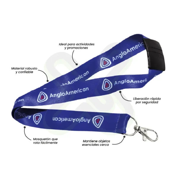 Lanyard Con Mosqueton Giratorio Con Palanca Y Break Away 2Cm personalizado para empresas