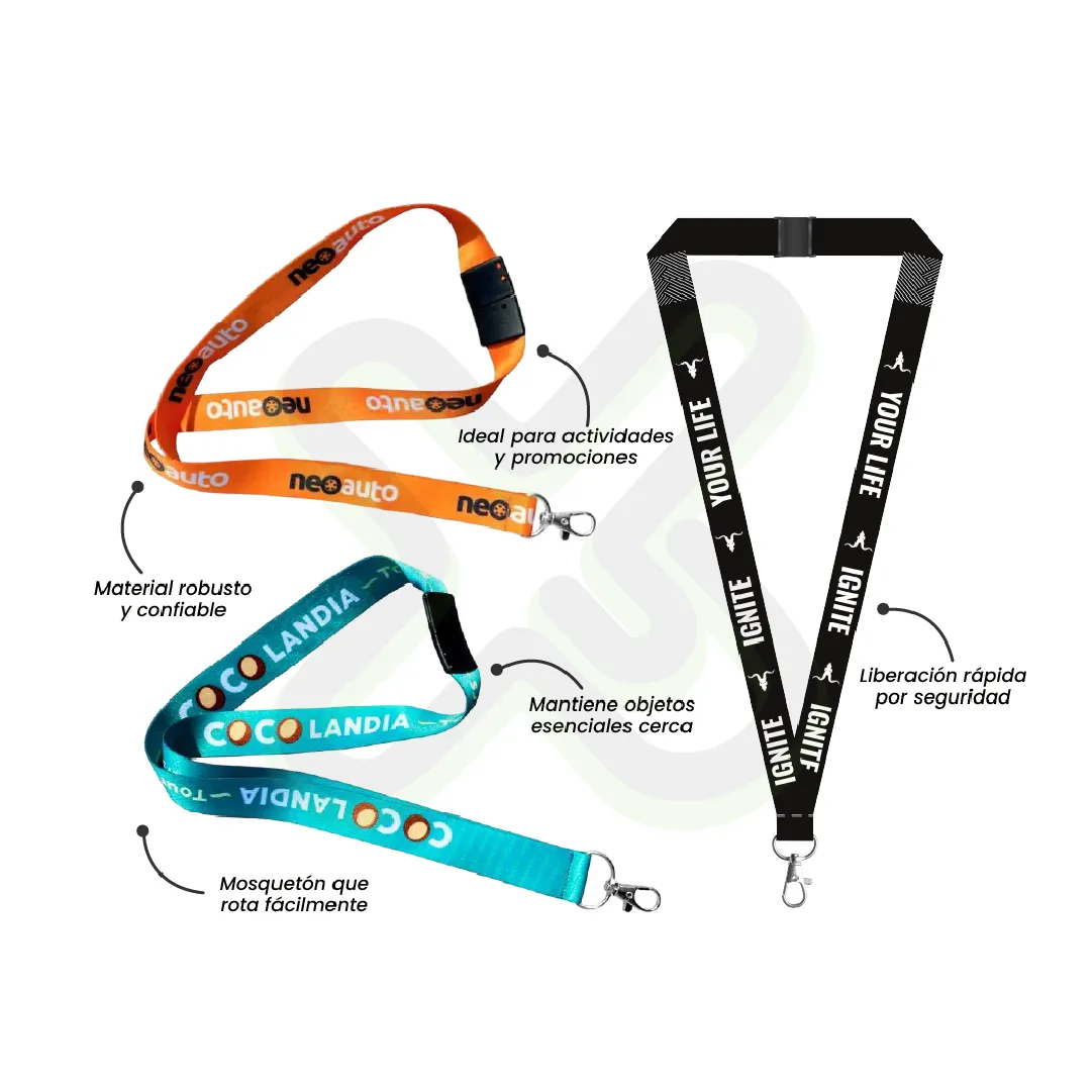 Lanyard Con Mosqueton Giratorio Con Palanca Y Break Away 2Cm personalizado con logo