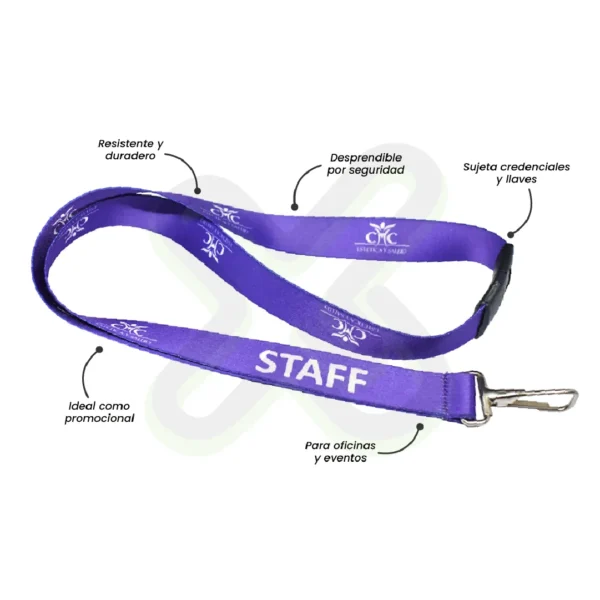 Lanyard Con Mosqueton Rigido Y Break Away 2Cm personalizado para empresas