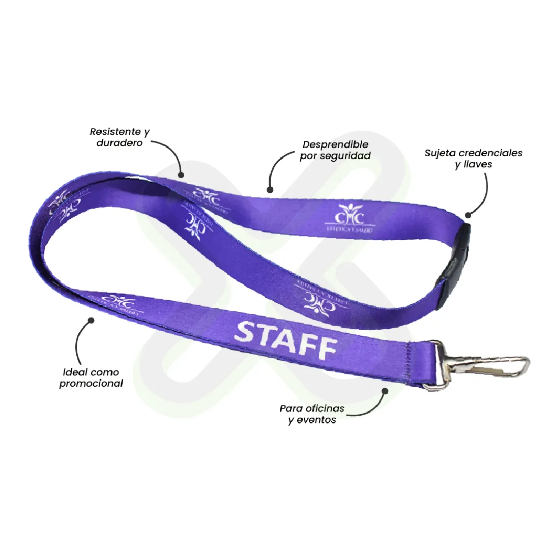 Lanyard Con Mosqueton Rigido Y Break Away 2Cm publicitario para empresas
