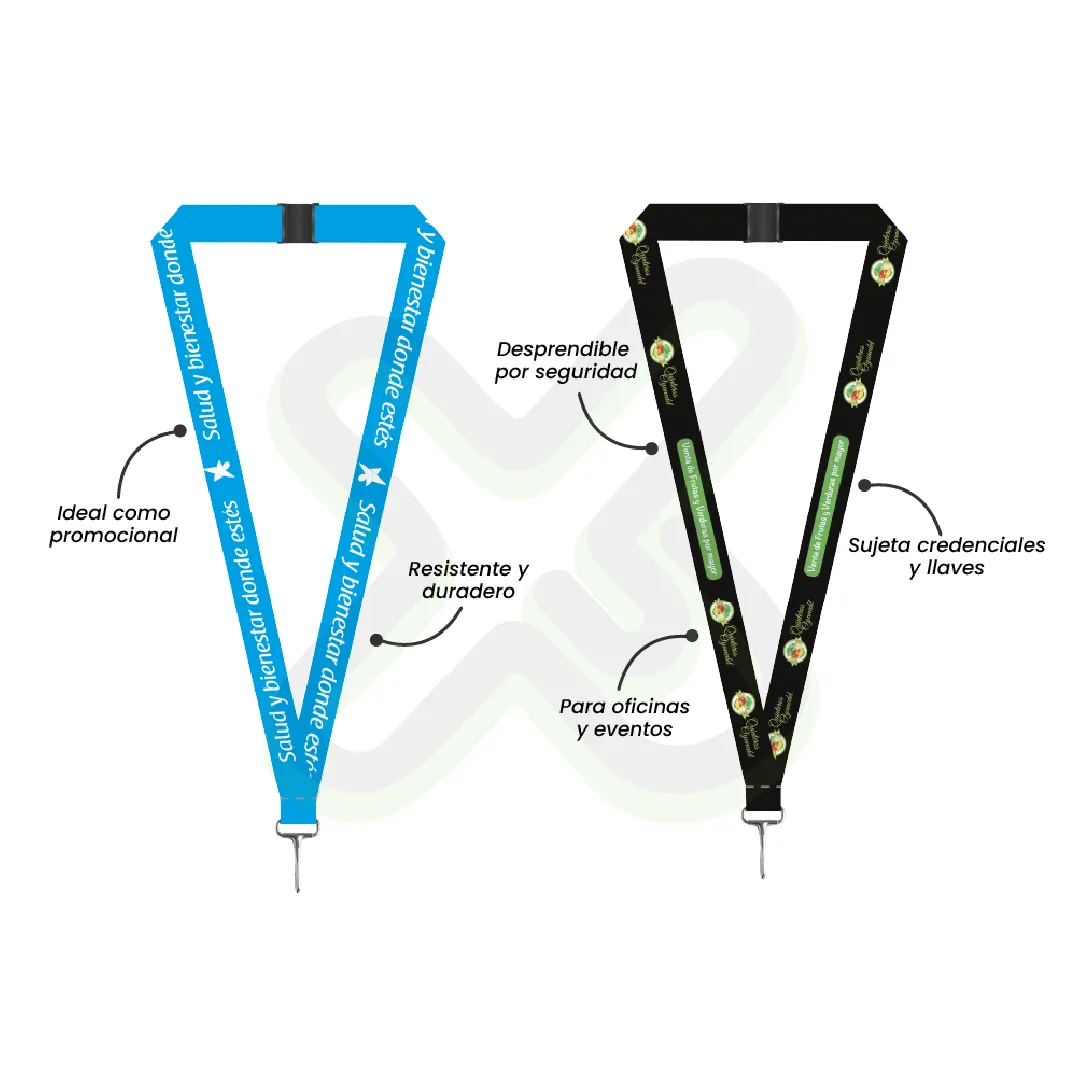 Lanyard Con Mosqueton Rigido Y Break Away 2Cm personalizado con logo