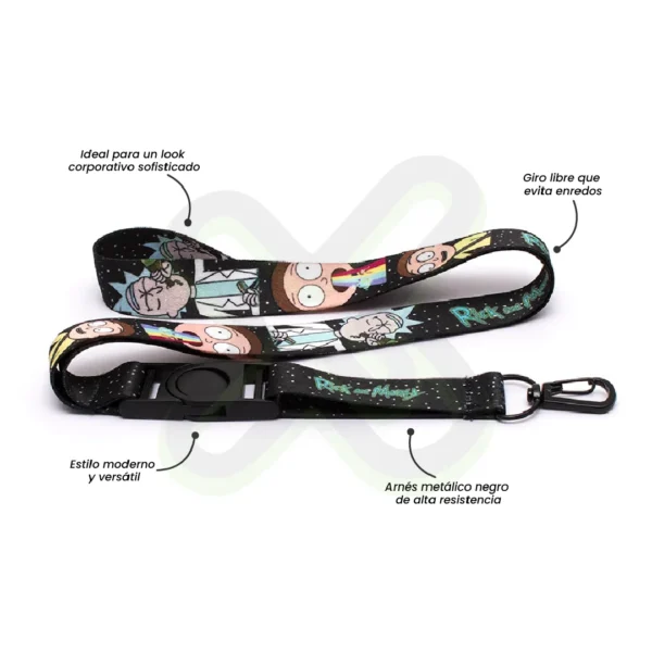 Lanyard Con Tip Top Giratorio Y Arnes Negro 2Cm personalizado para empresas