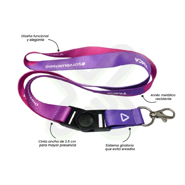 Lanyard Con Tip Top Giratorio Y Arnes Plata 2 5Cm personalizado para empresas
