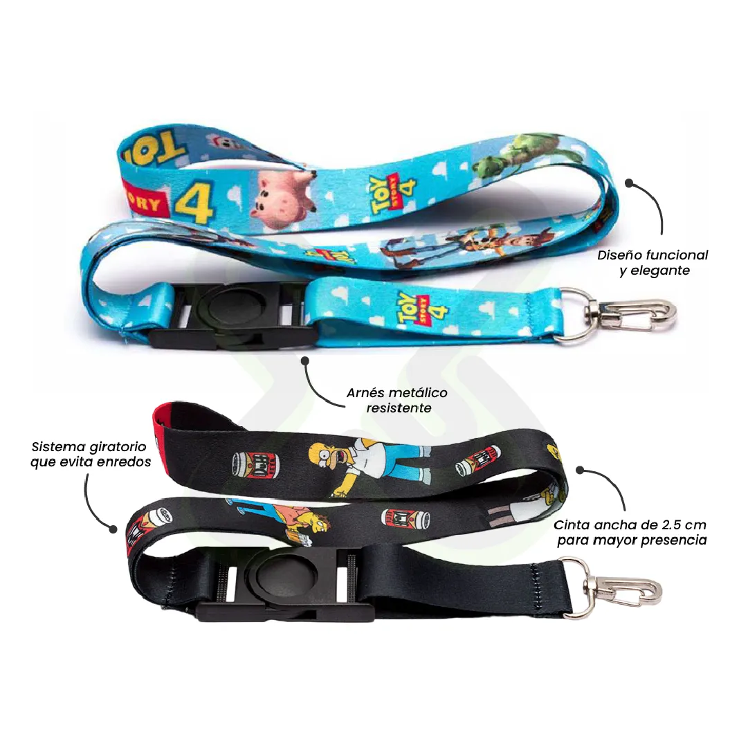 Lanyard Con Tip Top Giratorio Y Arnes Plata 2 5Cm
