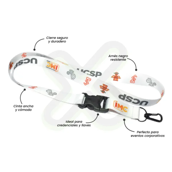 Lanyard Con Tip Top Plano Importado Y Arnes Negro 2 5Cm personalizado para empresas