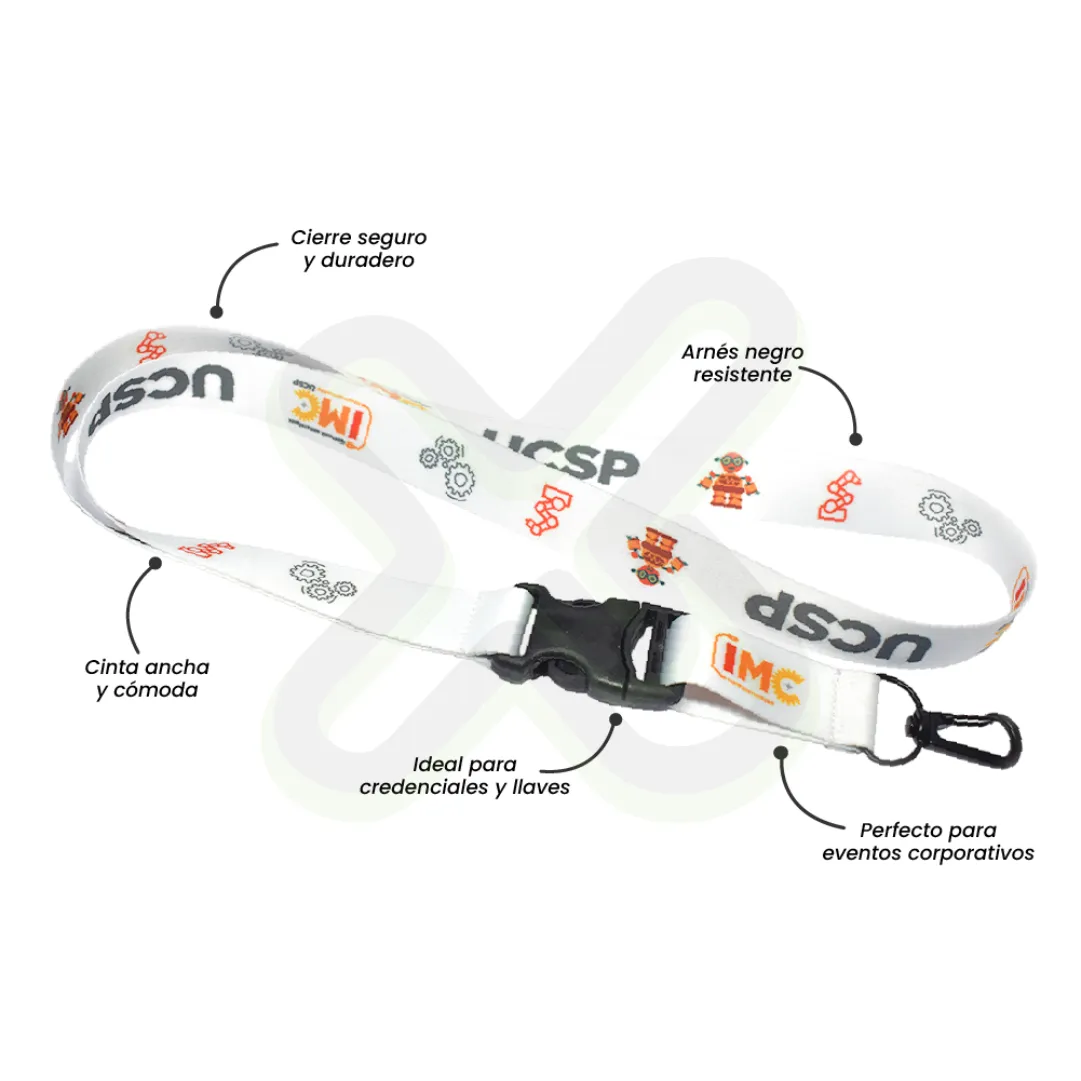 Lanyard Con Tip Top Plano Importado Y Arnes Negro 2 5Cm publicitario para empresas