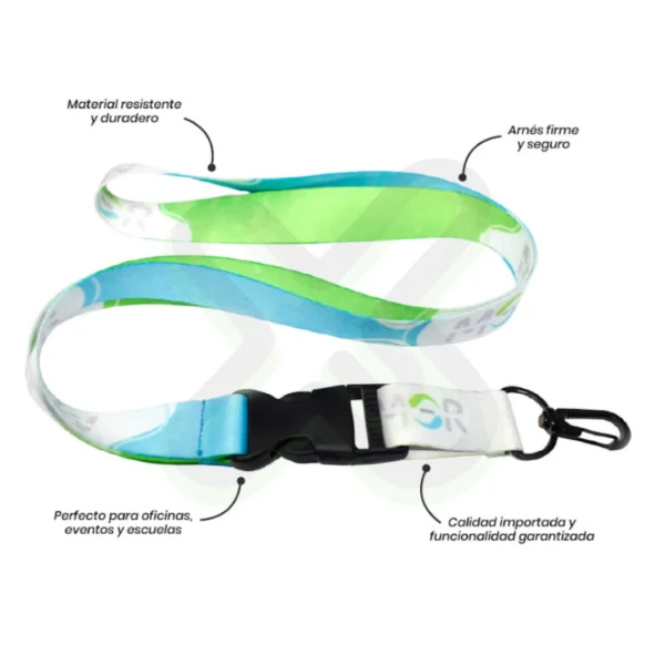 Lanyard Con Tip Top Plano Importado Y Arnes Negro 2Cm personalizado para empresas