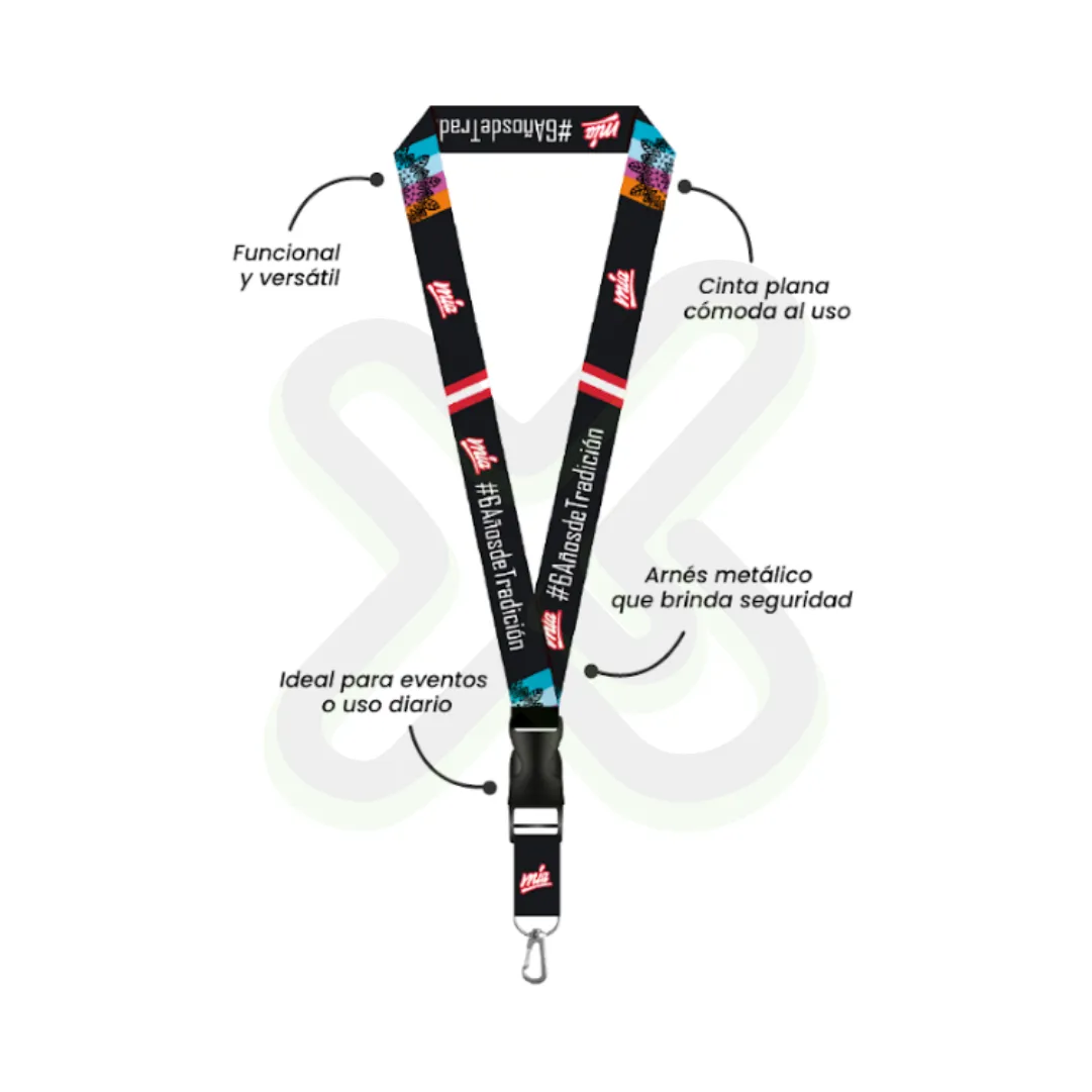 Lanyard Con Tip Top Plano Importado Y Arnes Plata 2 5Cm