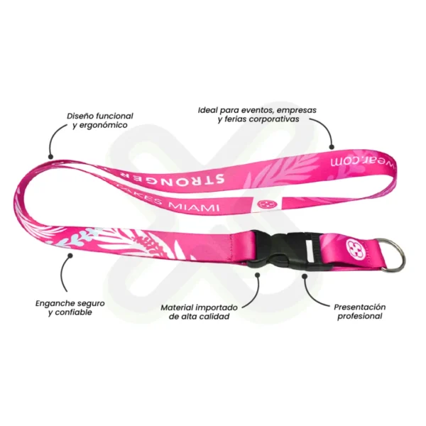 Lanyard Con Tip Top Plano Importado Y Media Luna 2 5Cm personalizado para empresas
