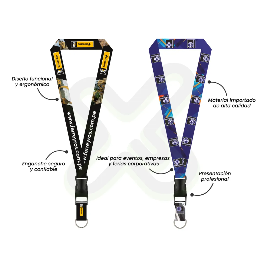 Lanyard Con Tip Top Plano Importado Y Media Luna 2 5Cm personalizado con logo