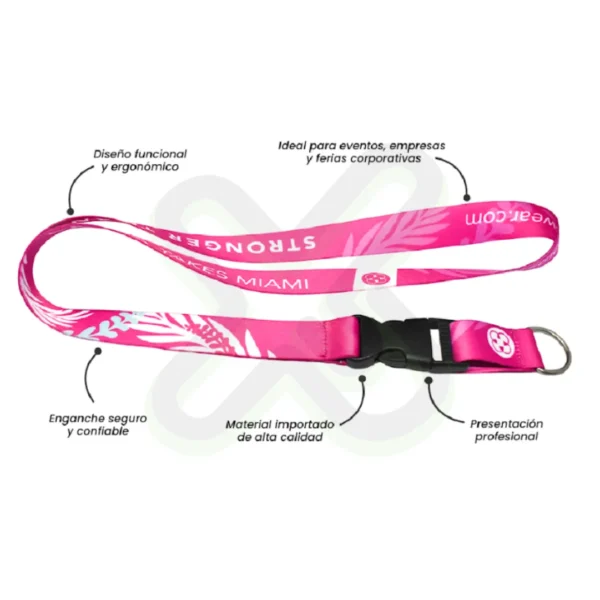 Lanyard Con Tip Top Plano Importado Y Media Luna 2Cm personalizado para empresas