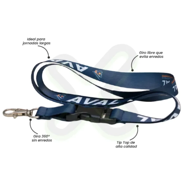 Lanyard Con Tip Top Plano Importado Y Mosqueton Giratorio Con Palanca 2Cm personalizado para empresas