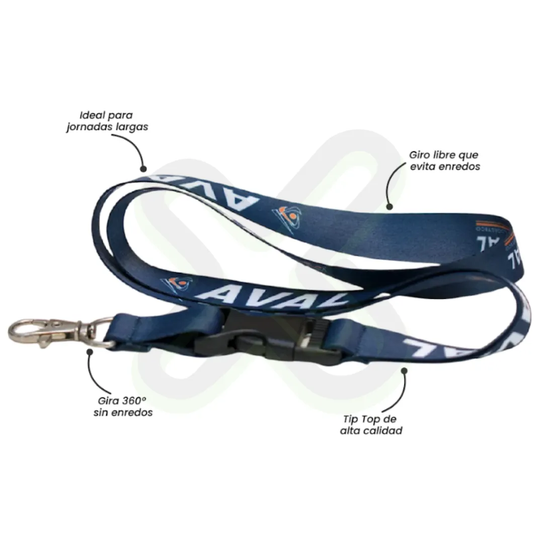Lanyard Con Tip Top Plano Importado Y Mosqueton Giratorio Con Palanca 2Cm publicitario para empresas