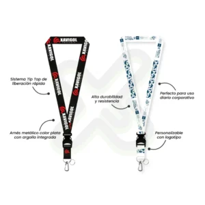 Lanyard Con Tip Top Plano Nacional O Importado Arnes Plata Y Argolla 2 5Cm personalizado para empresas