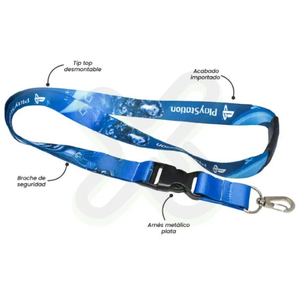 Lanyard Con Tip Top Plano Nacional O Importado Mosqueton Giratorio Con Palanca O Arnes Plata Y Break Away 2Cm personalizado para empresas