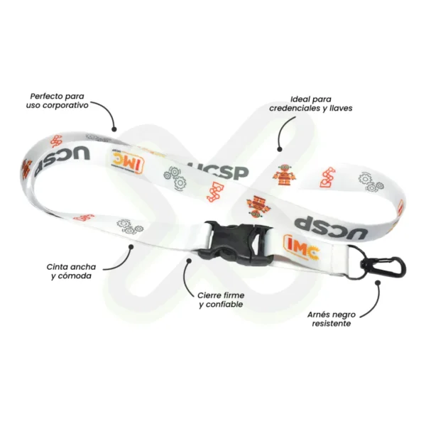 Lanyard Con Tip Top Plano Nacional Y Arnes Negro 2 5Cm personalizado para empresas