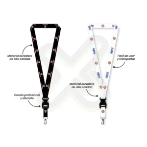Lanyard Con Tip Top Plano Nacional Y Arnes Negro 2Cm personalizado para empresas