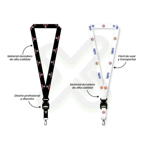 Lanyard Con Tip Top Plano Nacional Y Arnes Negro 2Cm personalizado para empresas