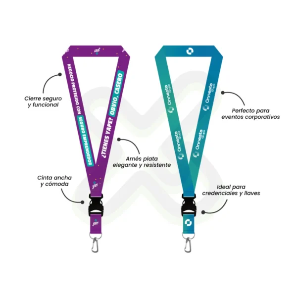 Lanyard Con Tip Top Plano Nacional Y Arnes Plata 2 5Cm personalizado para empresas