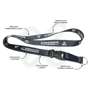 Lanyard Con Tip Top Plano Nacional Y Media Luna 2 5Cm personalizado para empresas