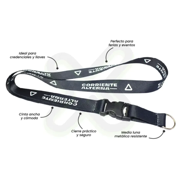 Lanyard Con Tip Top Plano Nacional Y Media Luna 2 5Cm personalizado para empresas