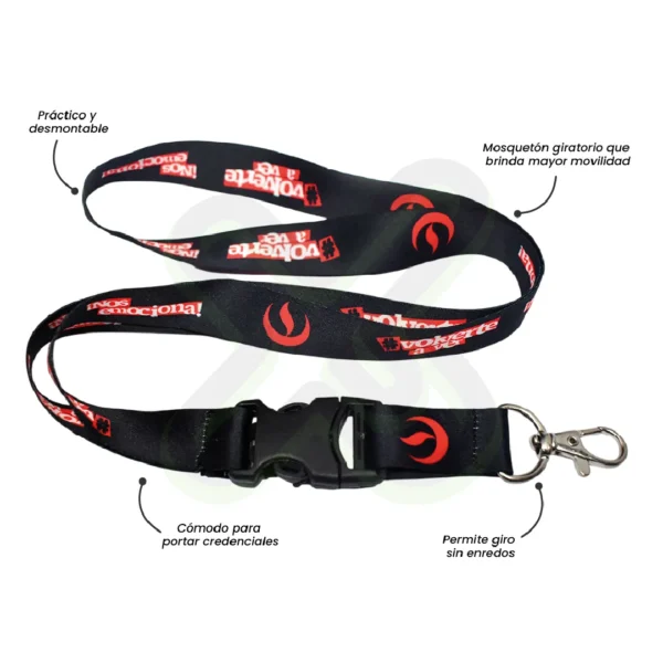 Lanyard Con Tip Top Plano Nacional Y Mosqueton Giratorio Con Palanca 2Cm personalizado para empresas