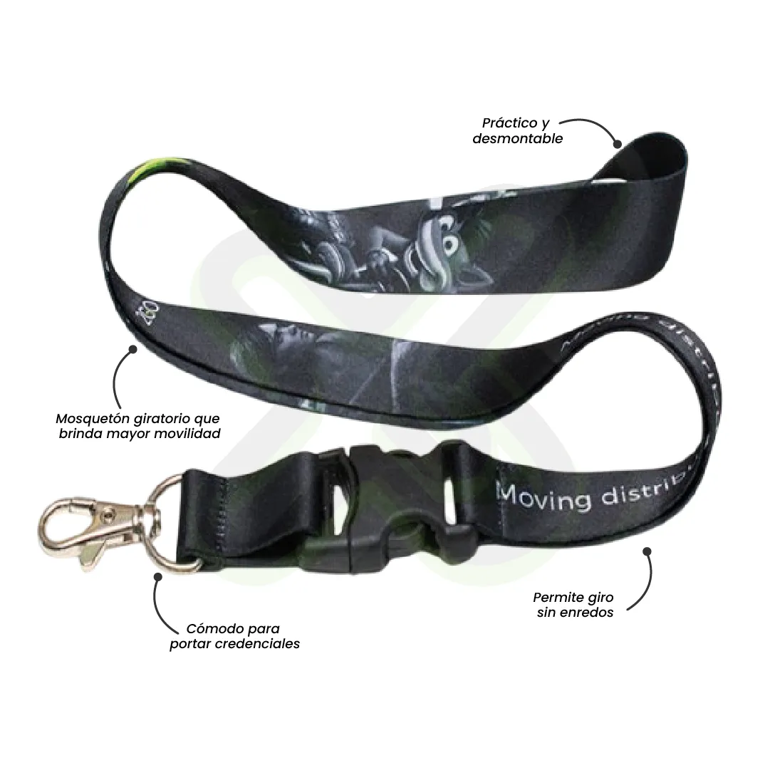 Lanyard Con Tip Top Plano Nacional Y Mosqueton Giratorio Con Palanca 2Cm personalizado con logo