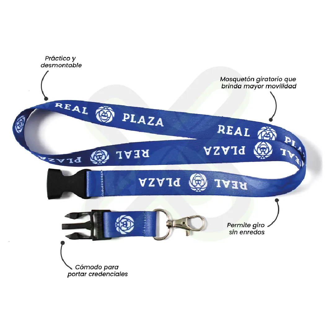 Lanyard Con Tip Top Plano Nacional Y Mosqueton Giratorio Con Palanca 2Cm