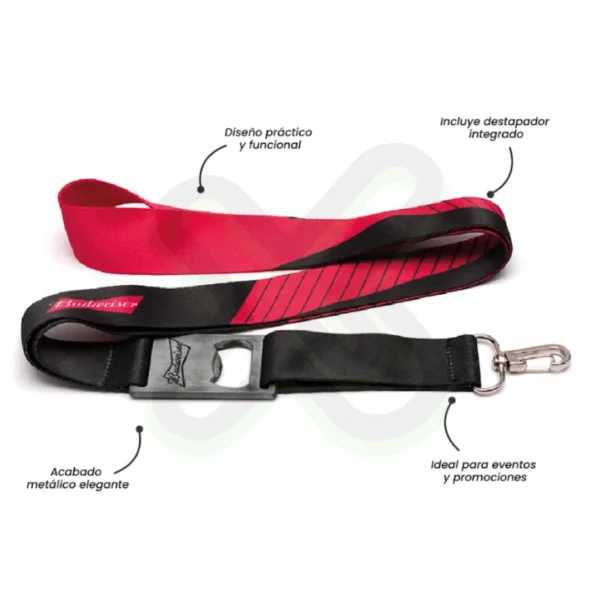 Lanyard Destapador Zamak Con Arnes Plata 2 5Cm personalizado para empresas