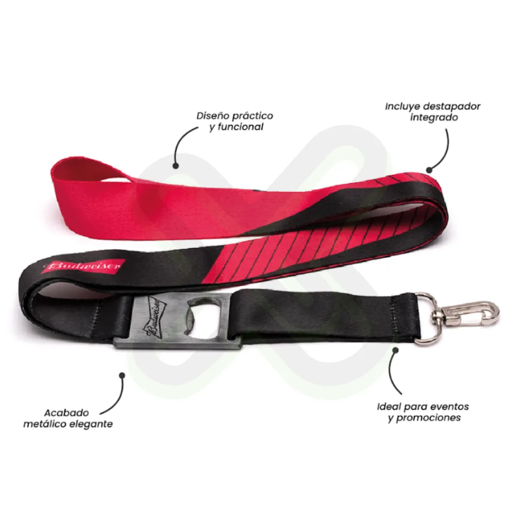 Lanyard Destapador Zamak Con Arnes Plata 2 5Cm publicitario para empresas