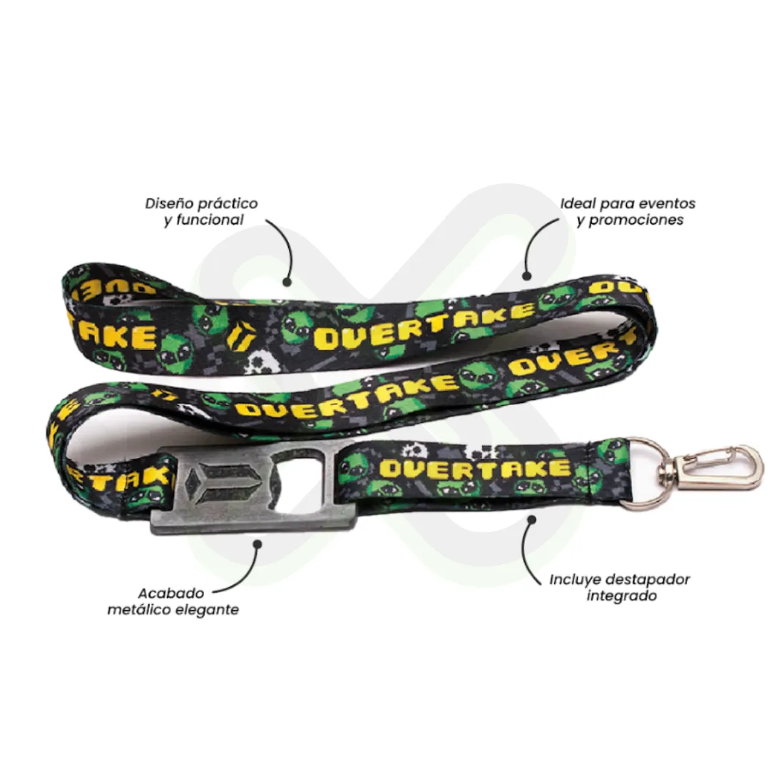Lanyard Destapador Zamak Con Arnes Plata 2 5Cm personalizado con logo